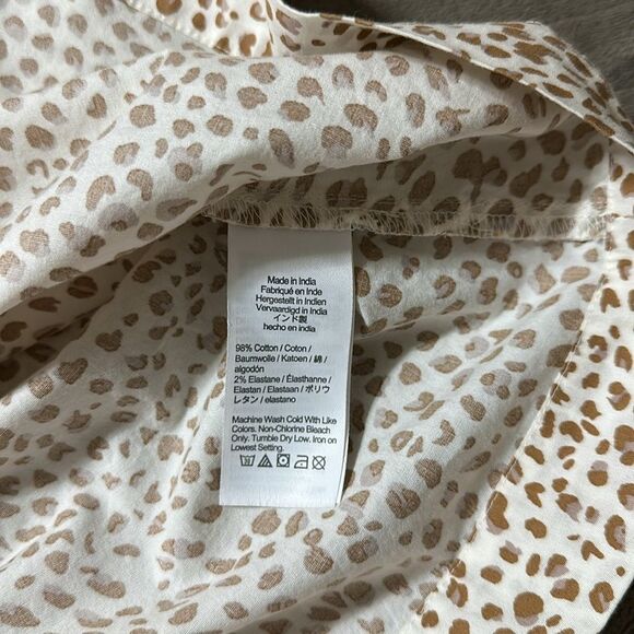 J.Crewβ12P Ivory Tan Brown Spotted Cotton Short Sleeve Shirt Dress - Picture 11 of 11